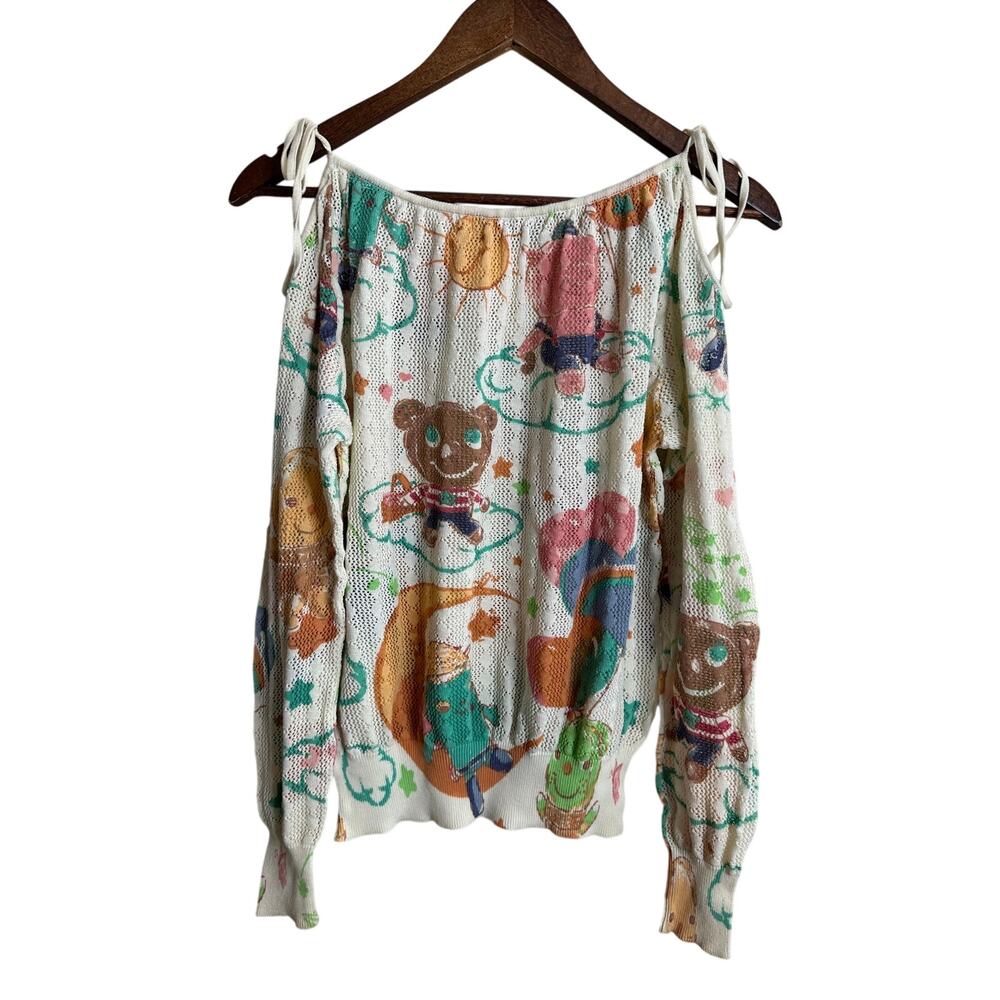 Vintage Hysteric Glamour 90s "Donut Bear" Mesh Knit Top by Yoko Doll size M - Picture 2 of 8